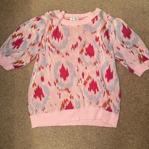 Fate Pink Knit Sweater with Multicolor Heart Accents